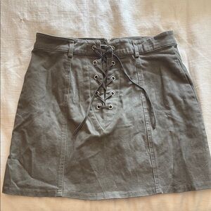 Forever 21 Gray Pencil Mini Skirt with Tie Front